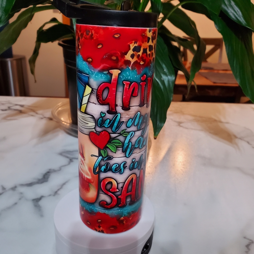 Drink in my hand toes in the sand 20oz Tumbler with duo lids 🎉sale